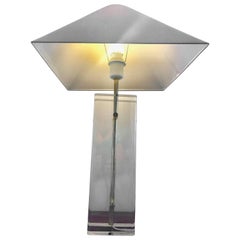 Lucite Mid-Century Modern Table Lamp with Gilt Structure