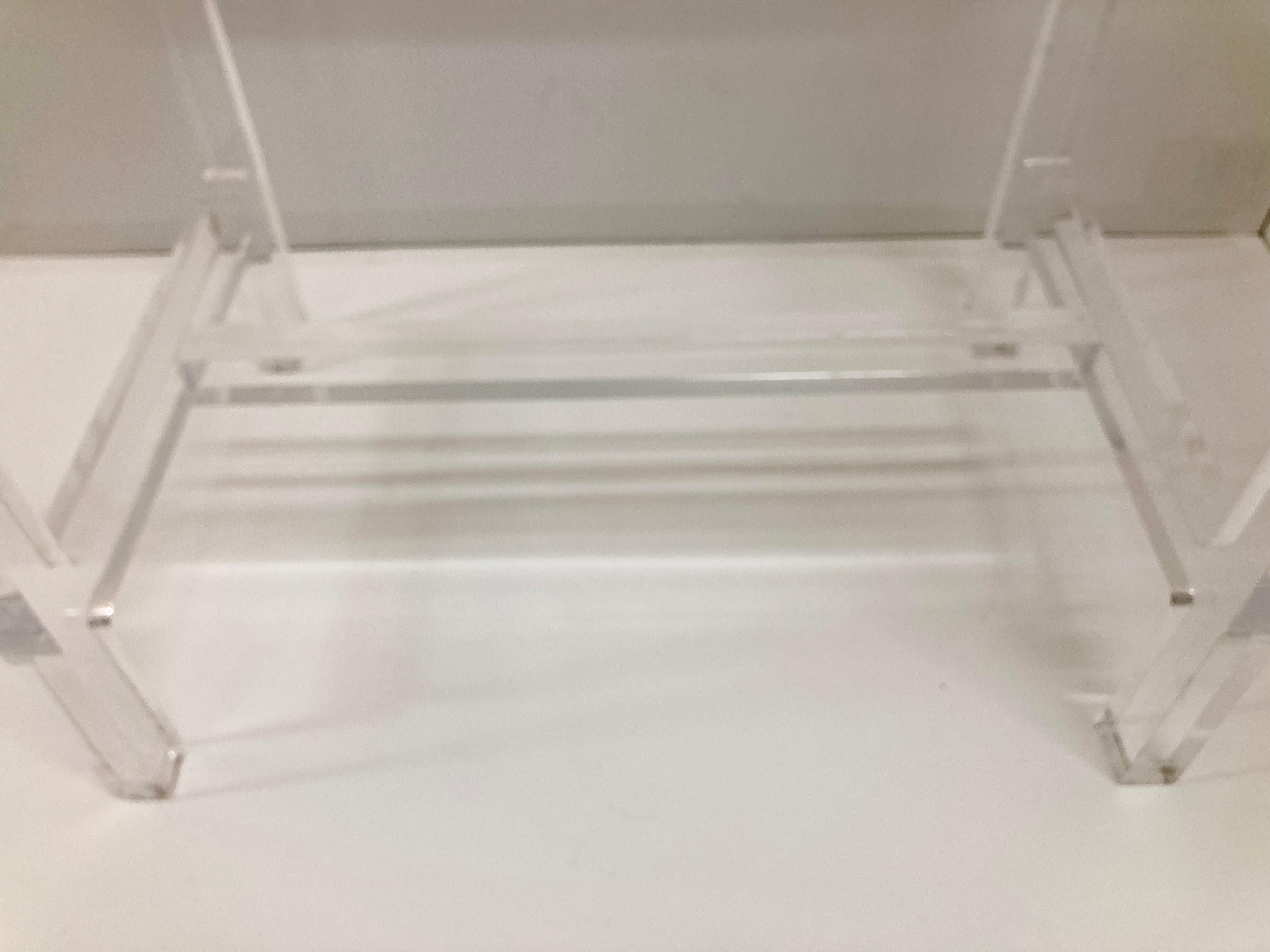 Lucite Modern Cocktail Table With Glass Inset Top For Sale 6