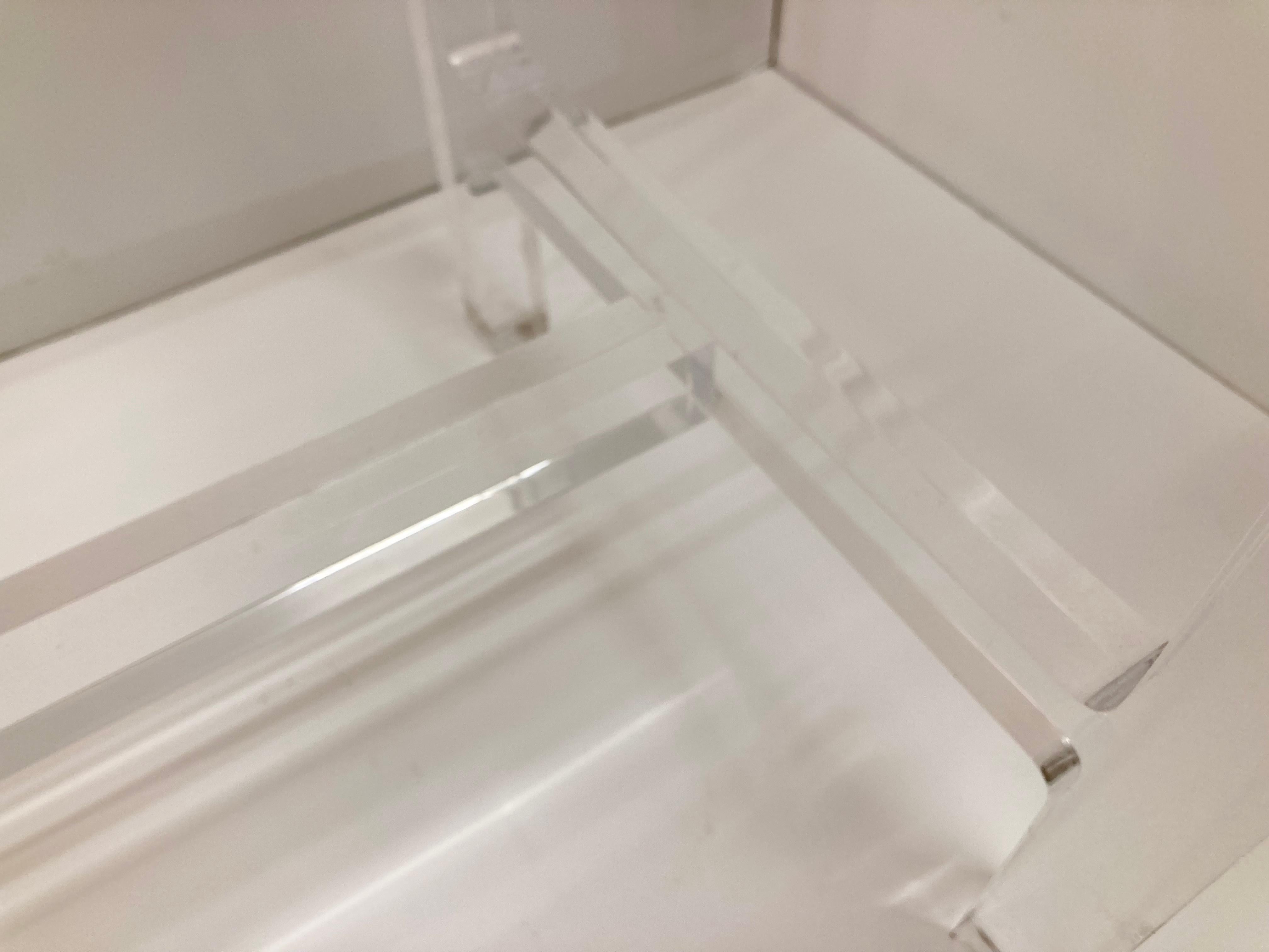 Lucite Modern Cocktail Table With Glass Inset Top For Sale 7