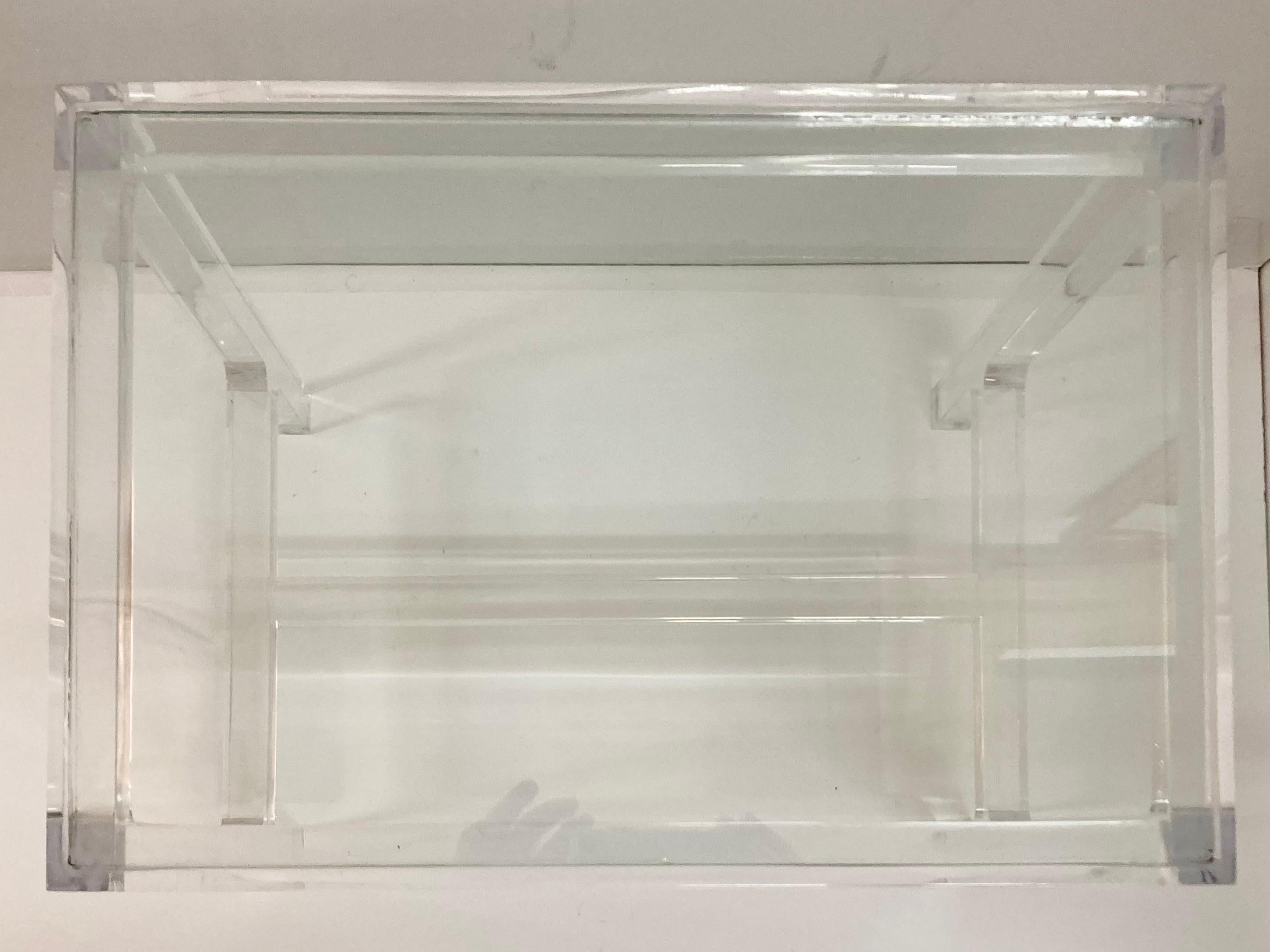 Lucite Modern Cocktail Table With Glass Inset Top For Sale 2