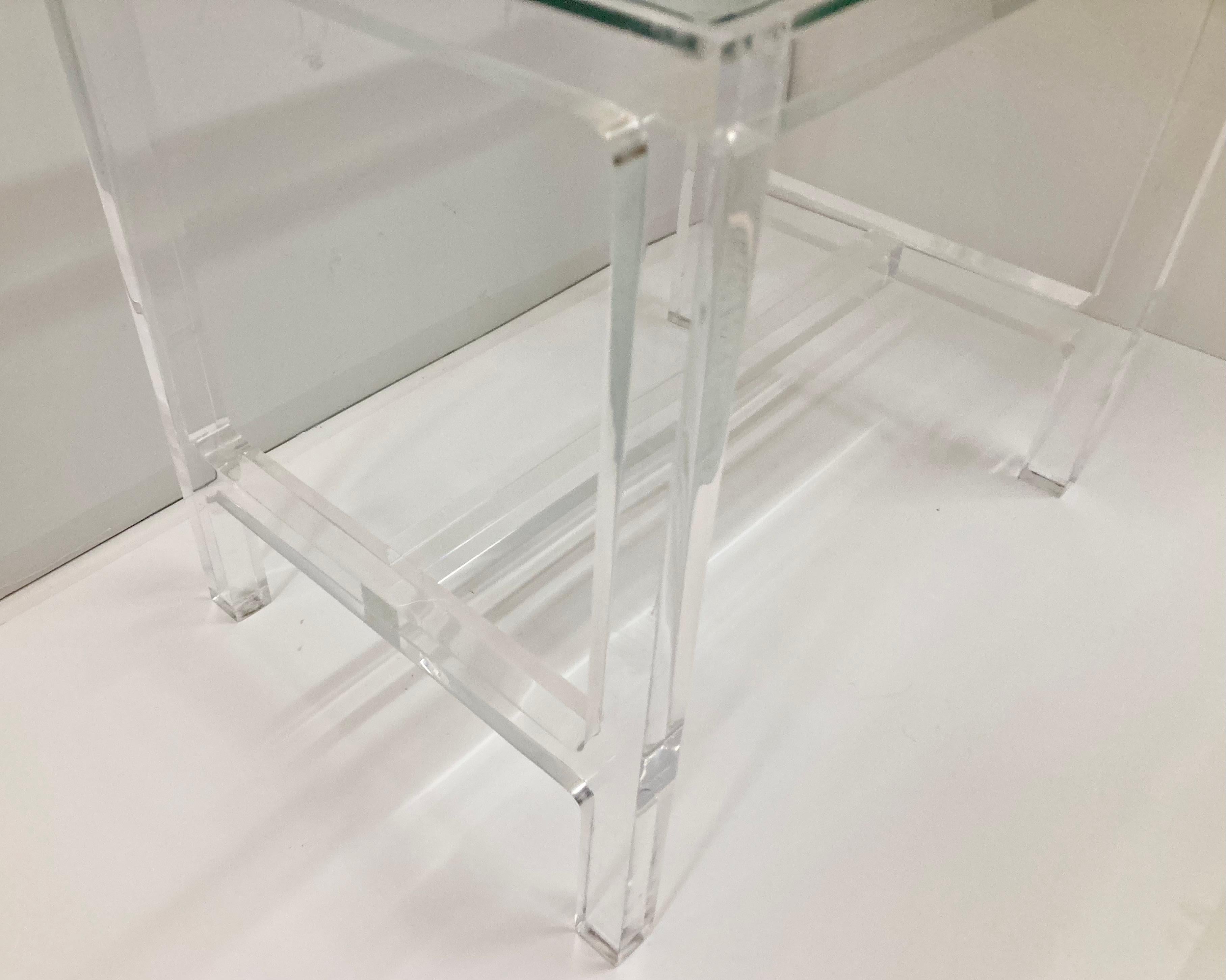 Lucite Modern Cocktail Table With Glass Inset Top For Sale 4