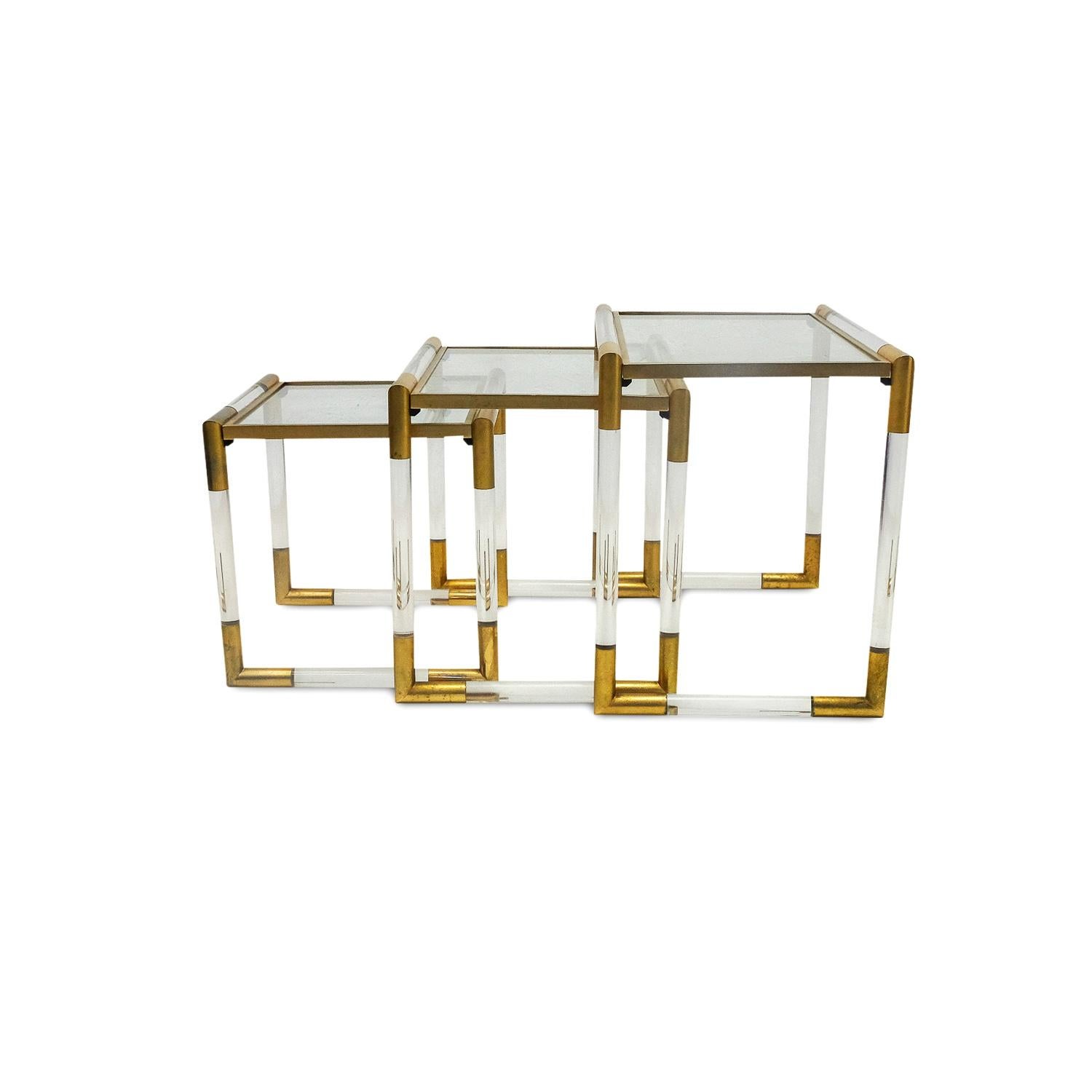 American Lucite Nesting Tables by Charles Hollis Jones, 1970s For Sale