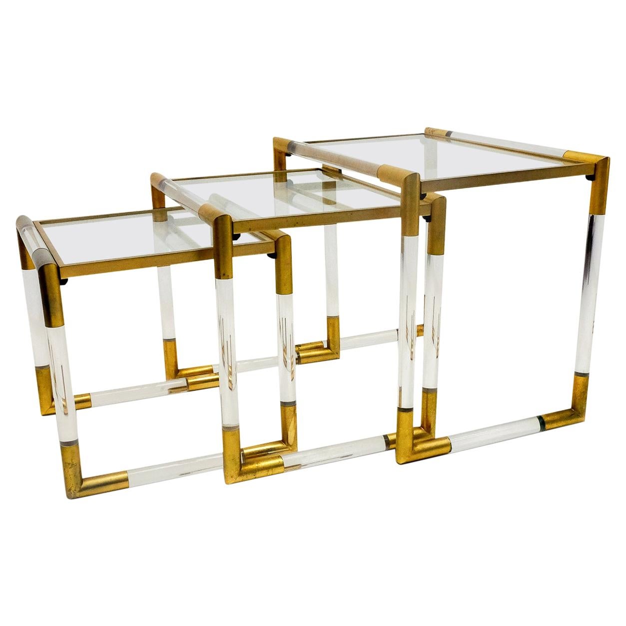 Lucite Nesting Tables by Charles Hollis Jones, 1970s For Sale
