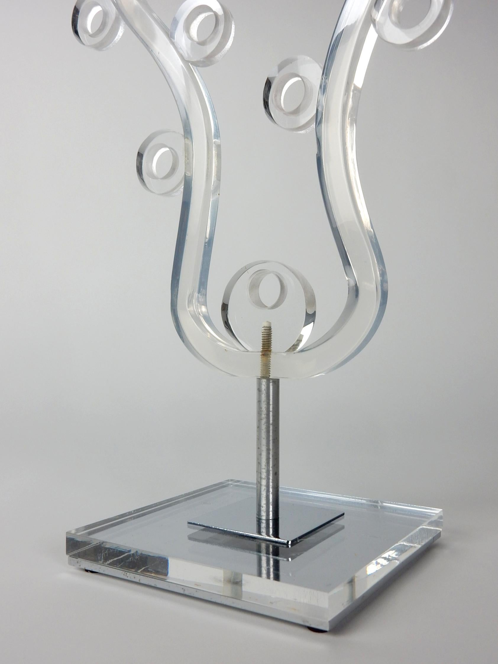 Mid-Century Modern Lucite and Nickel Jewelry Stand Sculpture by Charles Hollis Jones, 1970s