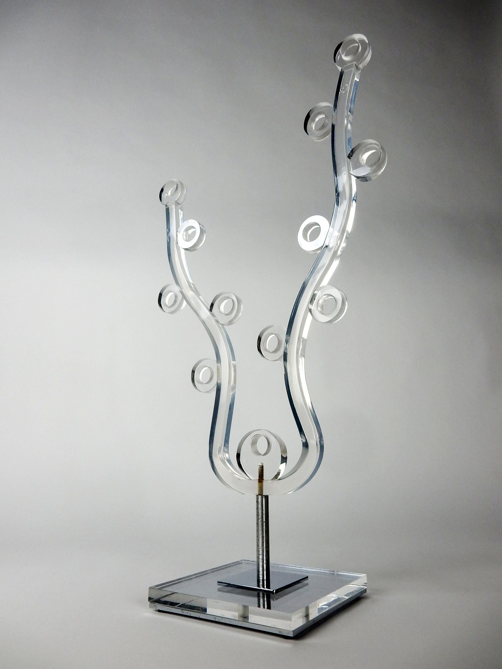 Lucite and Nickel Jewelry Stand Sculpture by Charles Hollis Jones, 1970s In Good Condition In Las Vegas, NV