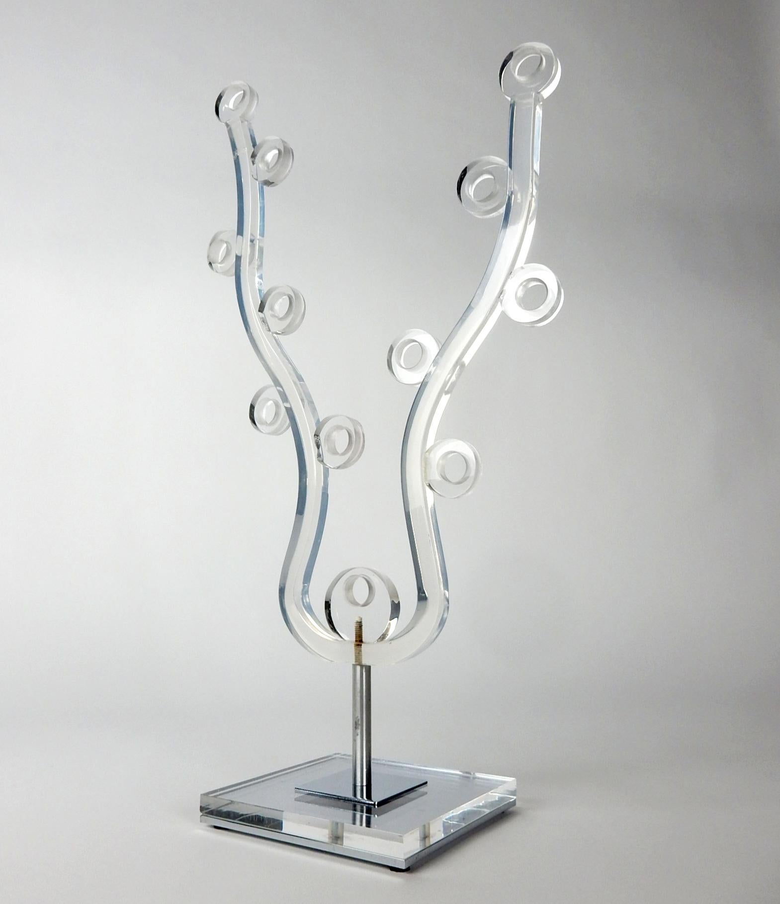 Metal Lucite and Nickel Jewelry Stand Sculpture by Charles Hollis Jones, 1970s