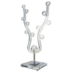 Lucite and Nickel Jewelry Stand Sculpture by Charles Hollis Jones, 1970s