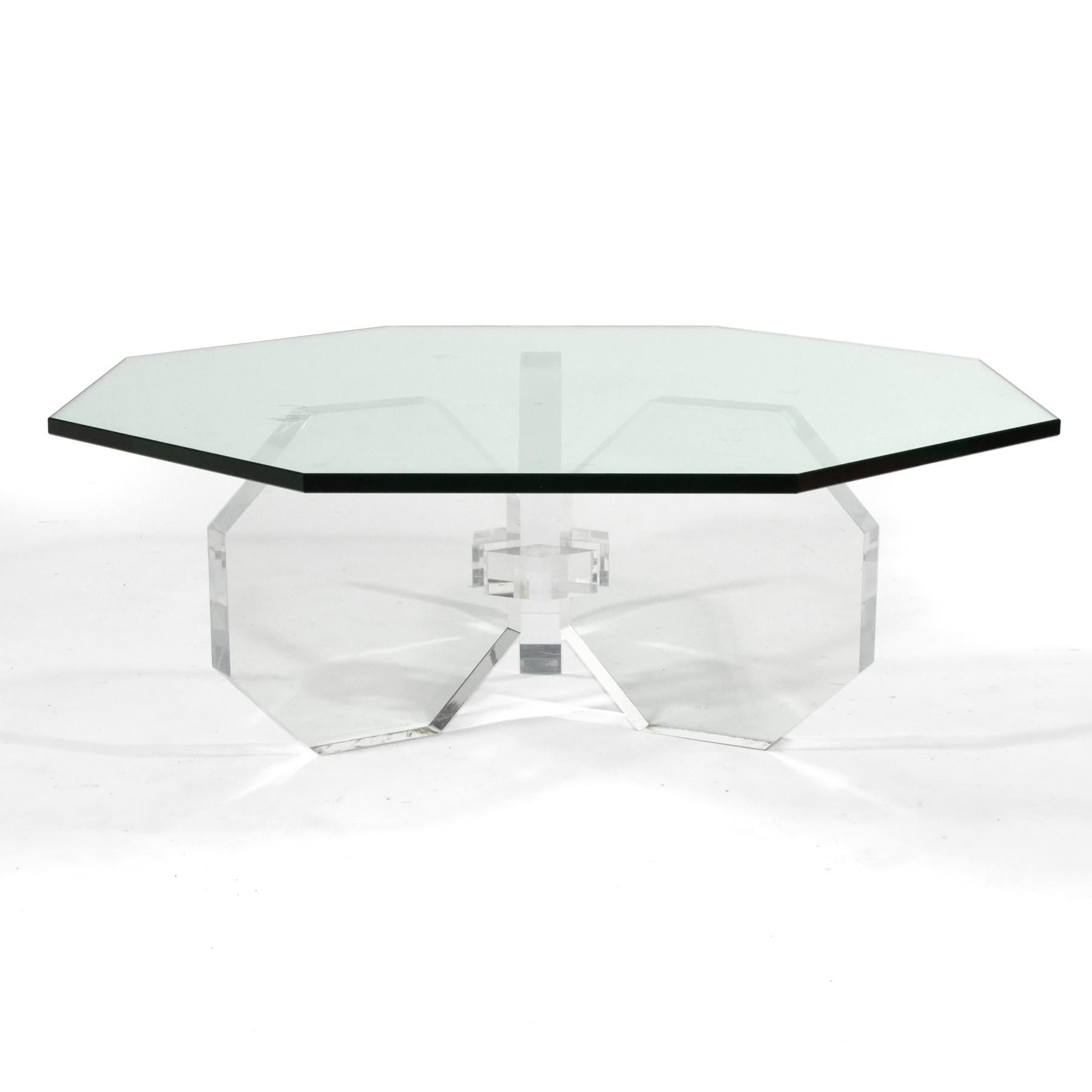 Hollywood Regency Lucite Octagonal Form Coffee Table For Sale