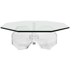 Retro Lucite Octagonal Form Coffee Table