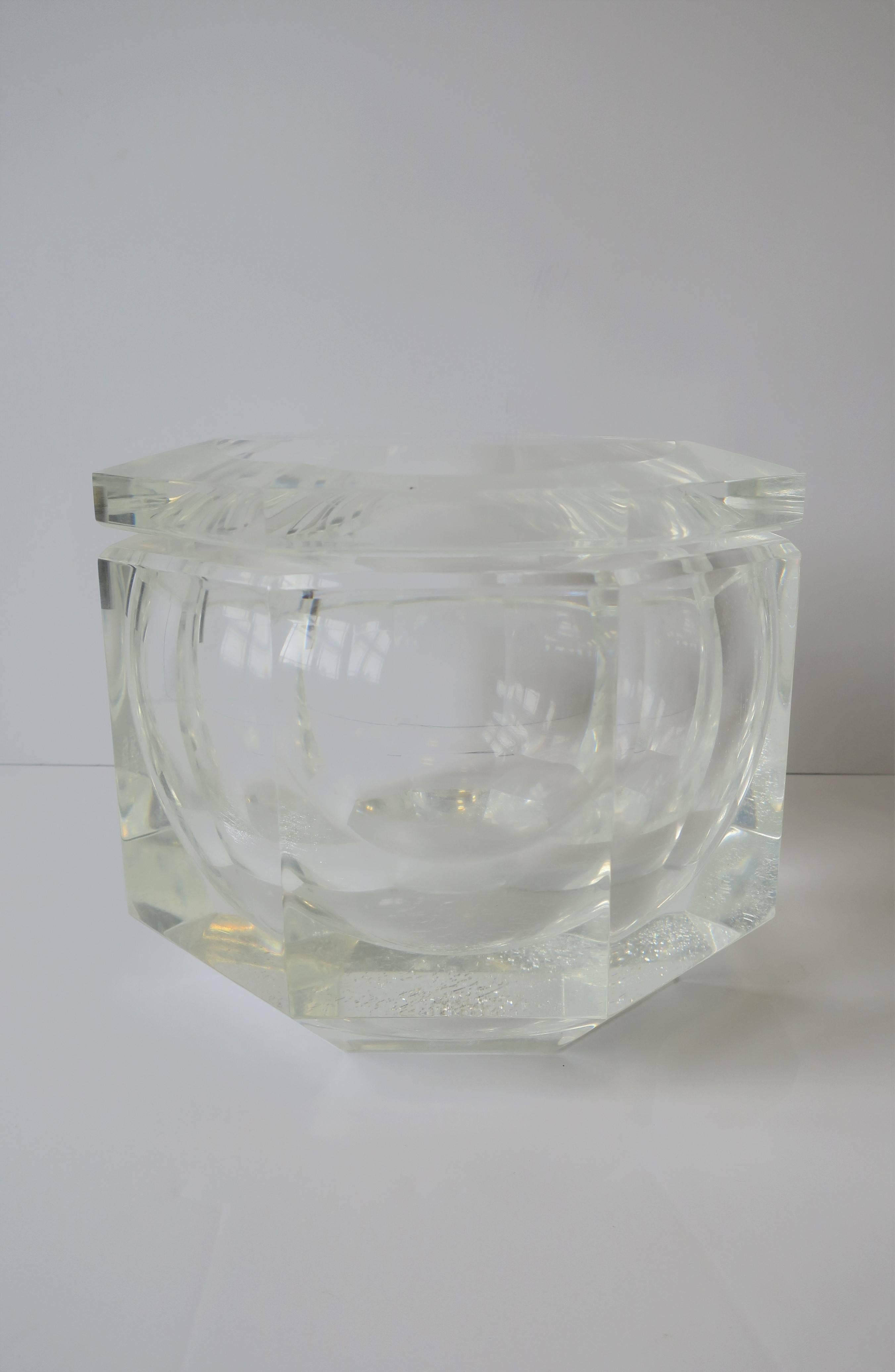 Lucite Octagonal Ice Bucket or Box 6