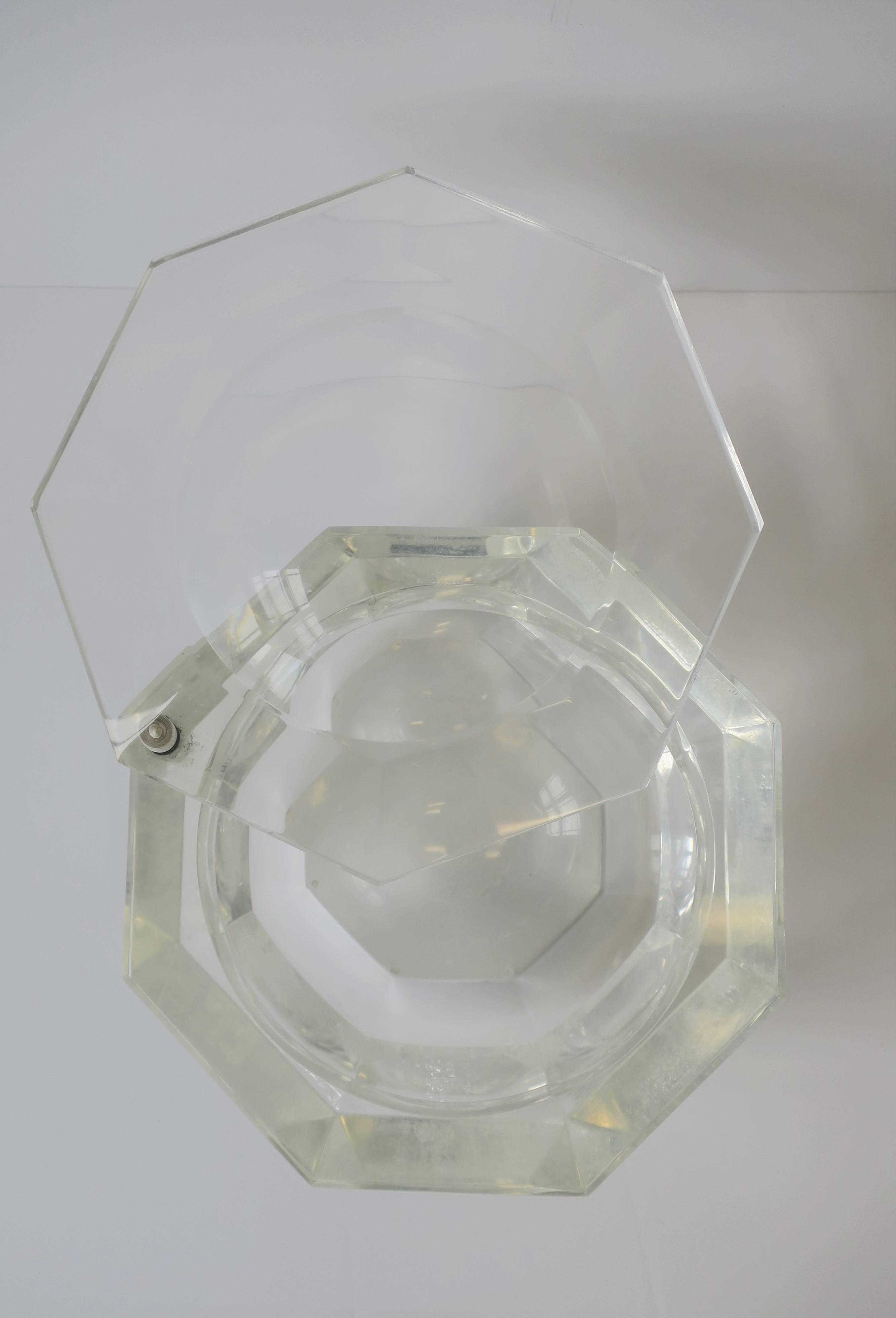 Post-Modern Lucite Octagonal Ice Bucket or Box