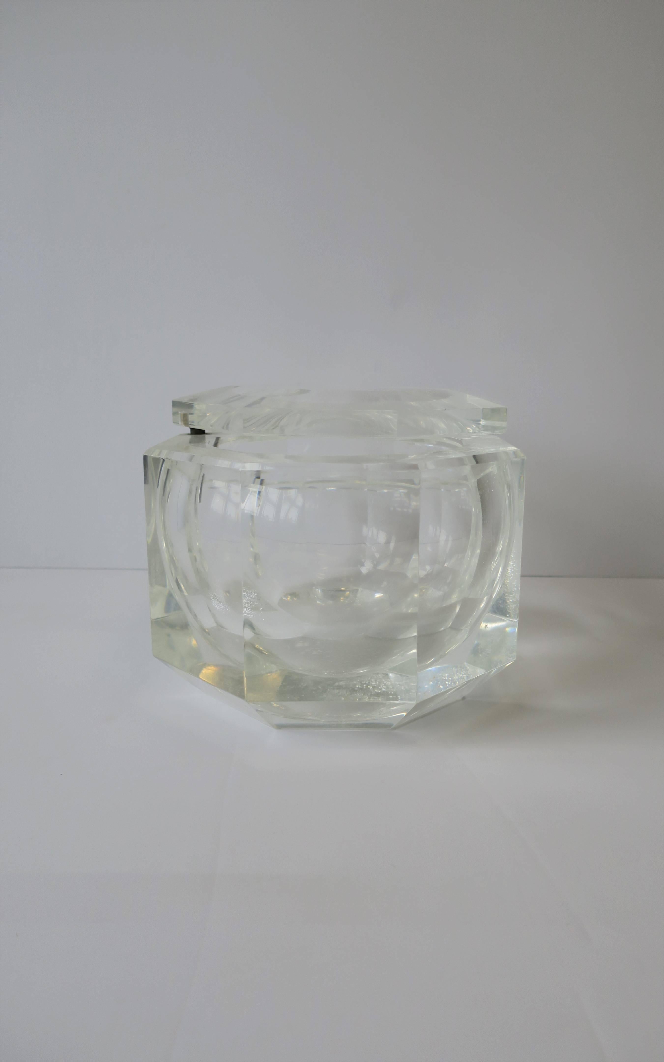 Late 20th Century Lucite Octagonal Ice Bucket or Box