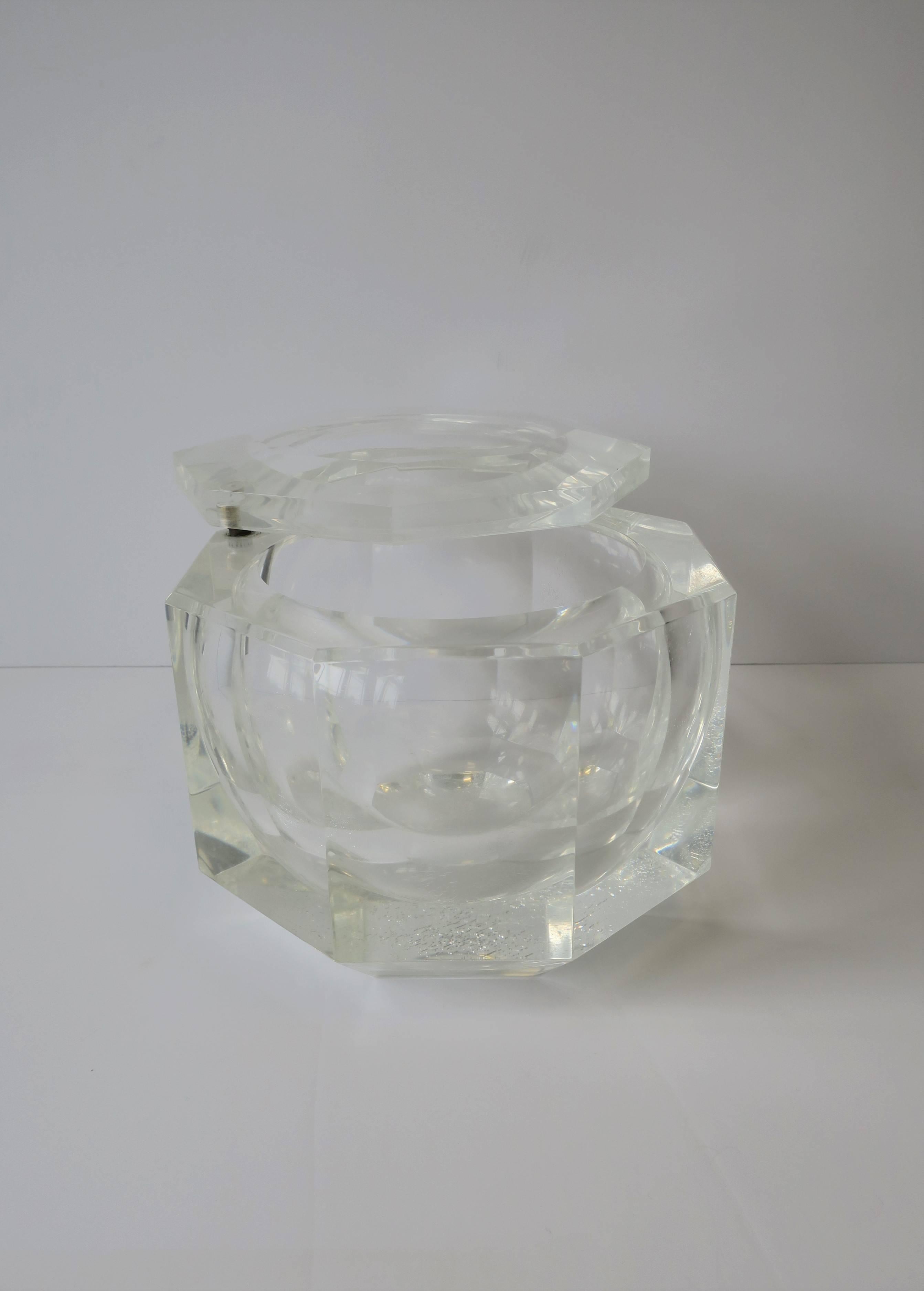 Lucite Octagonal Ice Bucket or Box 1