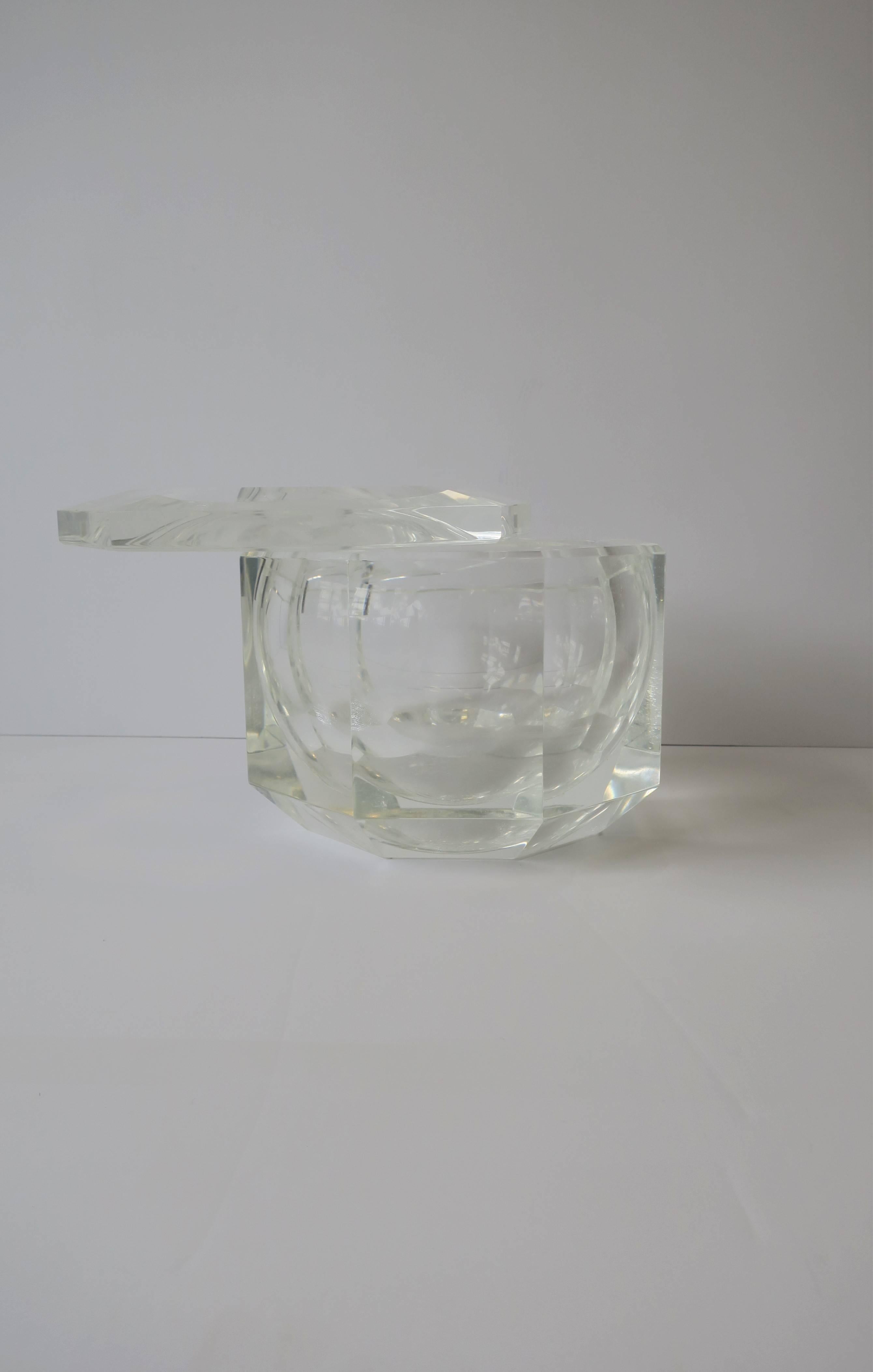 Lucite Octagonal Ice Bucket or Box 2
