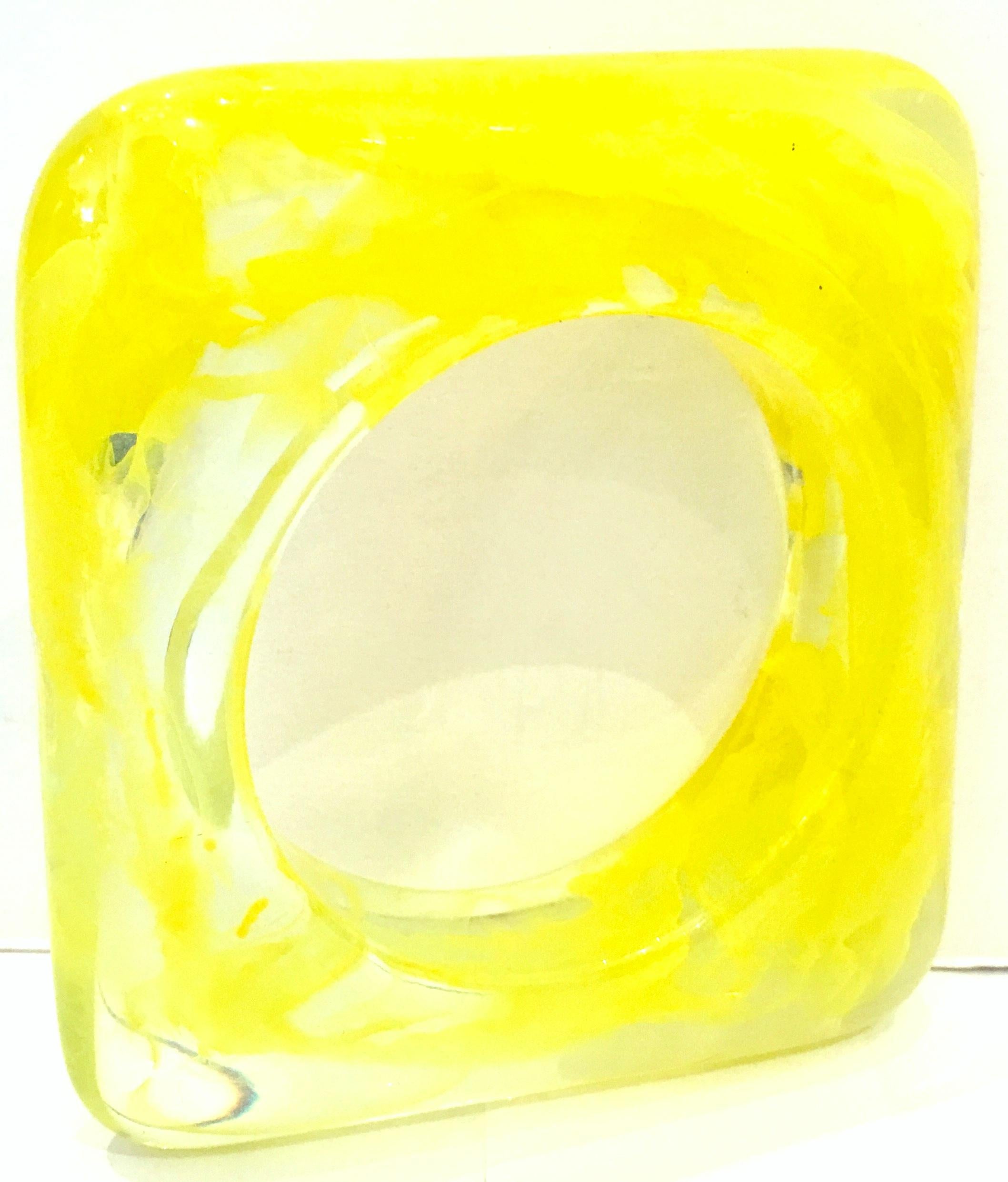 Women's or Men's Lucite Organic Form Circle In A Square Bangle Bracelet For Sale