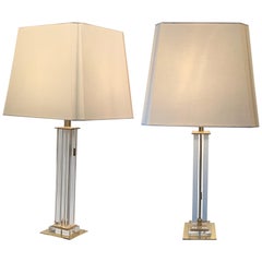Lucite Pair of Column Lamps, France, Midcentury