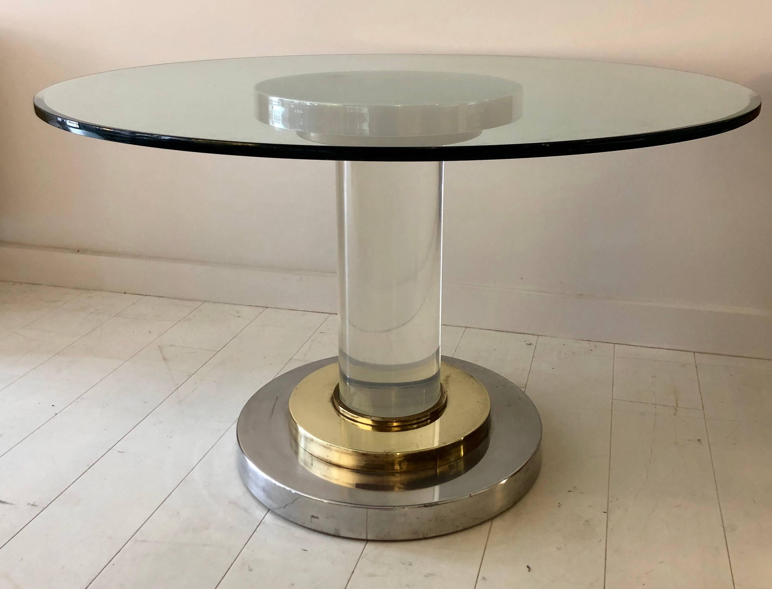 Italian Lucite Pedestal Table by Romeo Rega For Sale