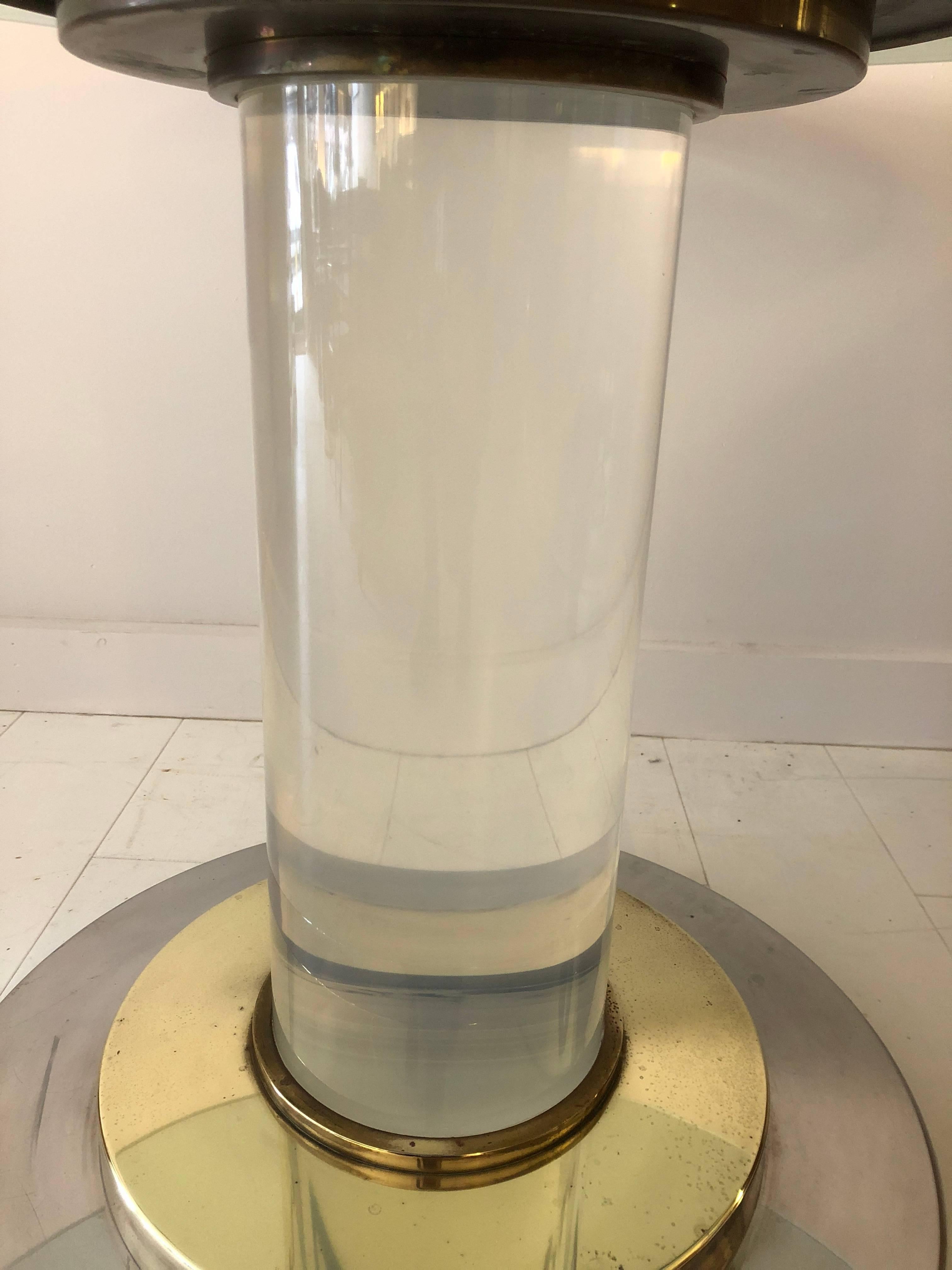 Lucite Pedestal Table by Romeo Rega In Fair Condition For Sale In Brooklyn, NY