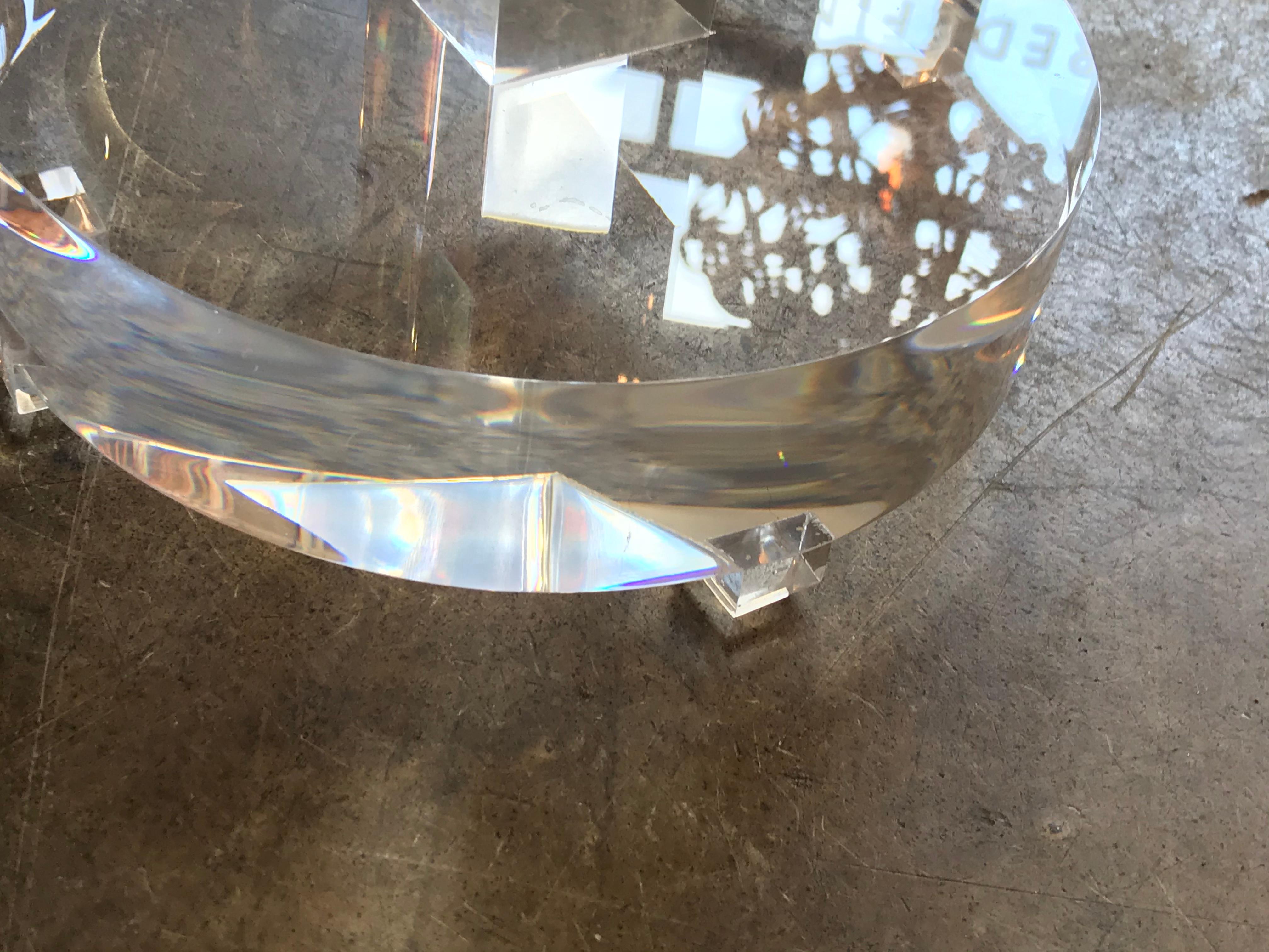 American Lucite Pedestal Table For Sale