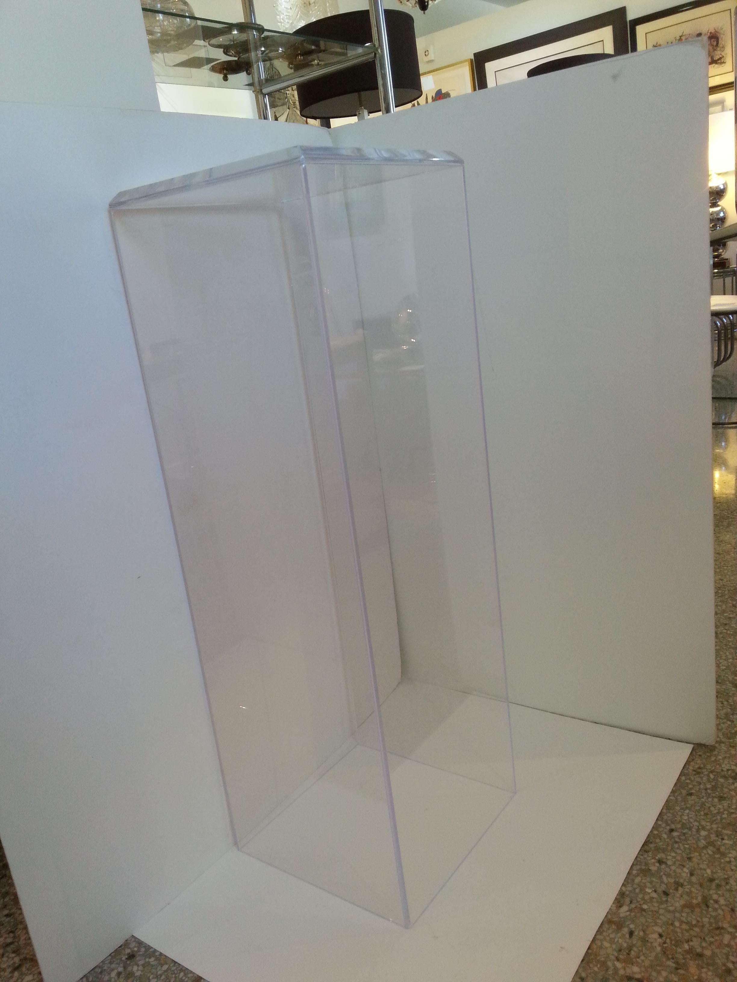 Contemporary (One) Lucite Pedestal with a Beveled Edge