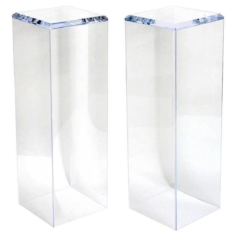 (One) Lucite Pedestal with a Beveled Edge
