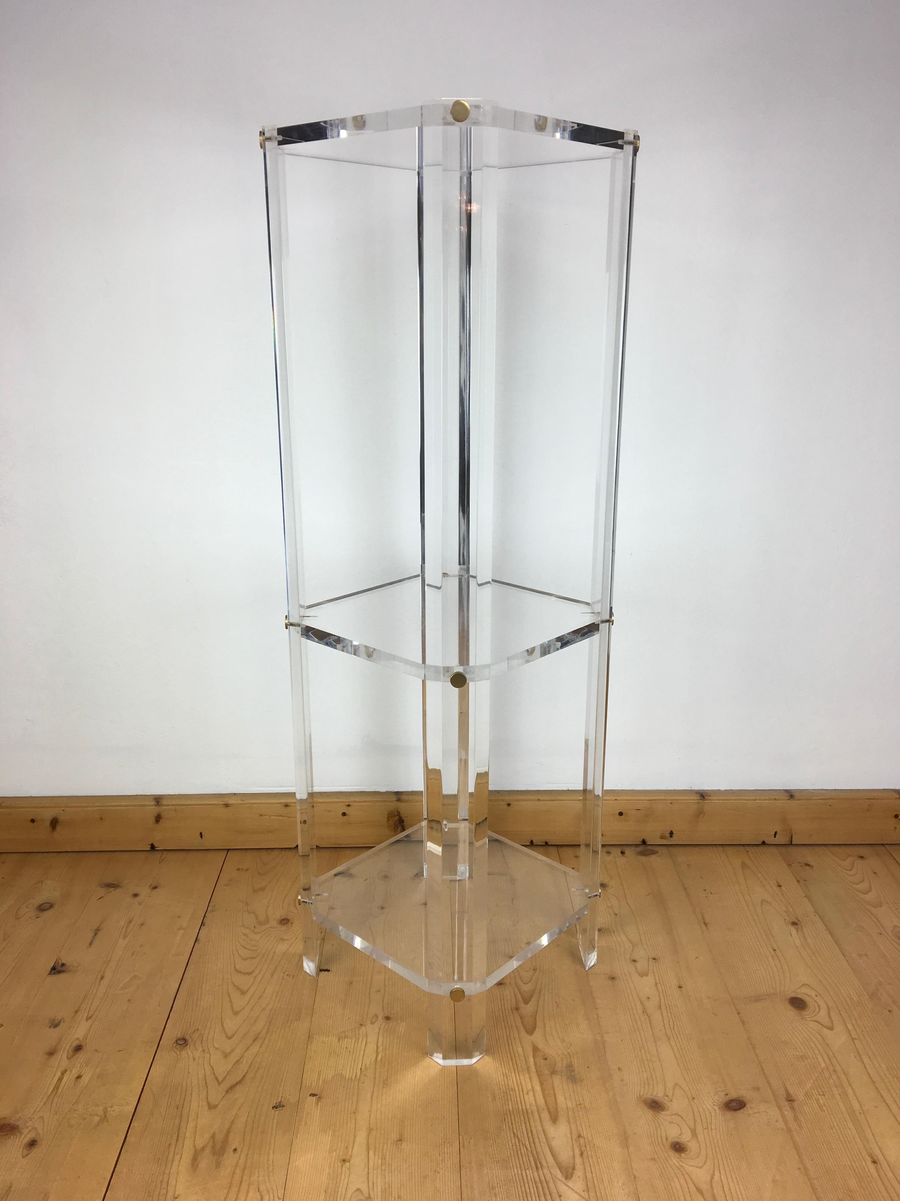 European Lucite Pedestal with Canted Corners, 1970s For Sale
