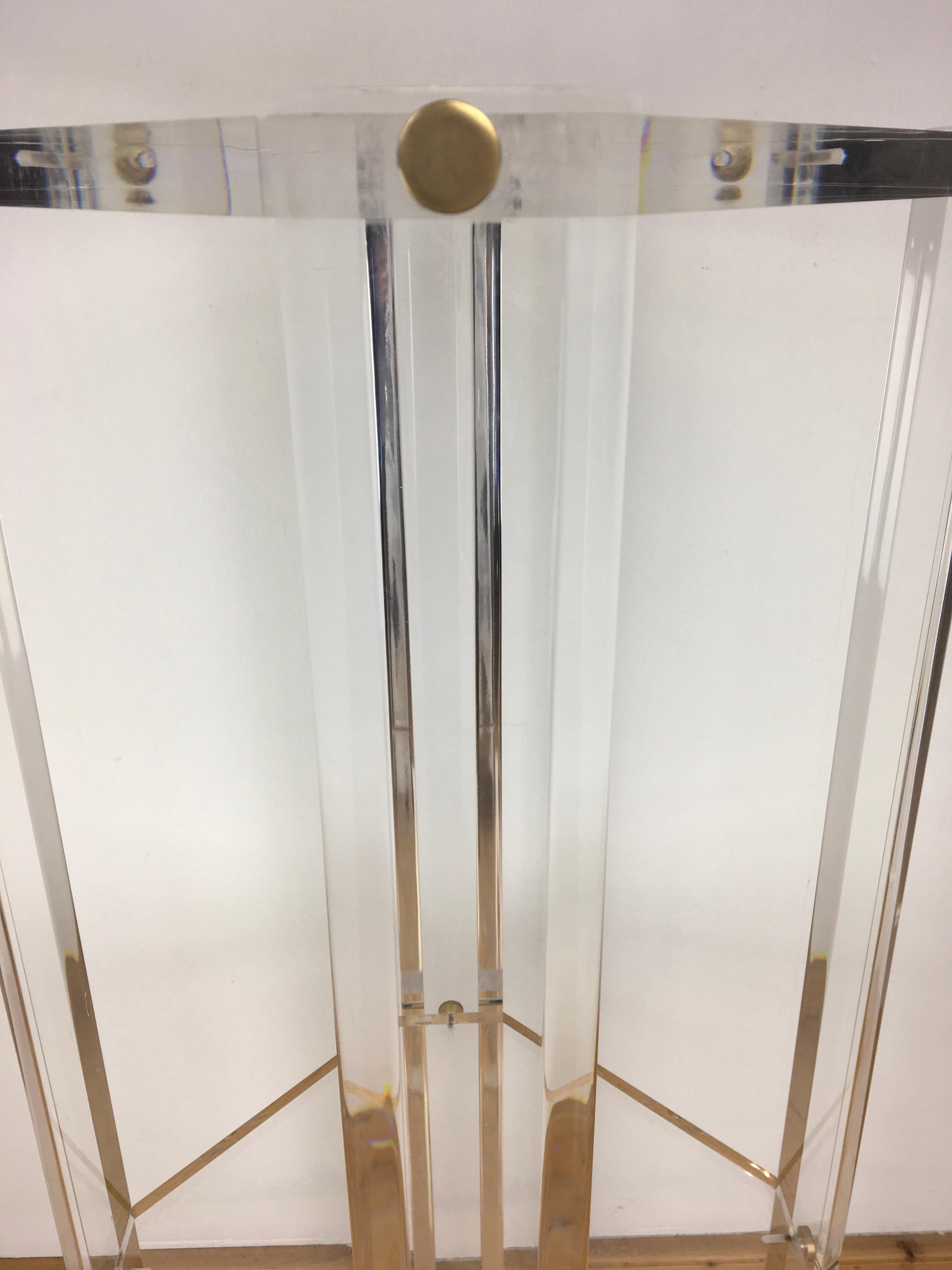 20th Century Lucite Pedestal with Canted Corners, 1970s For Sale