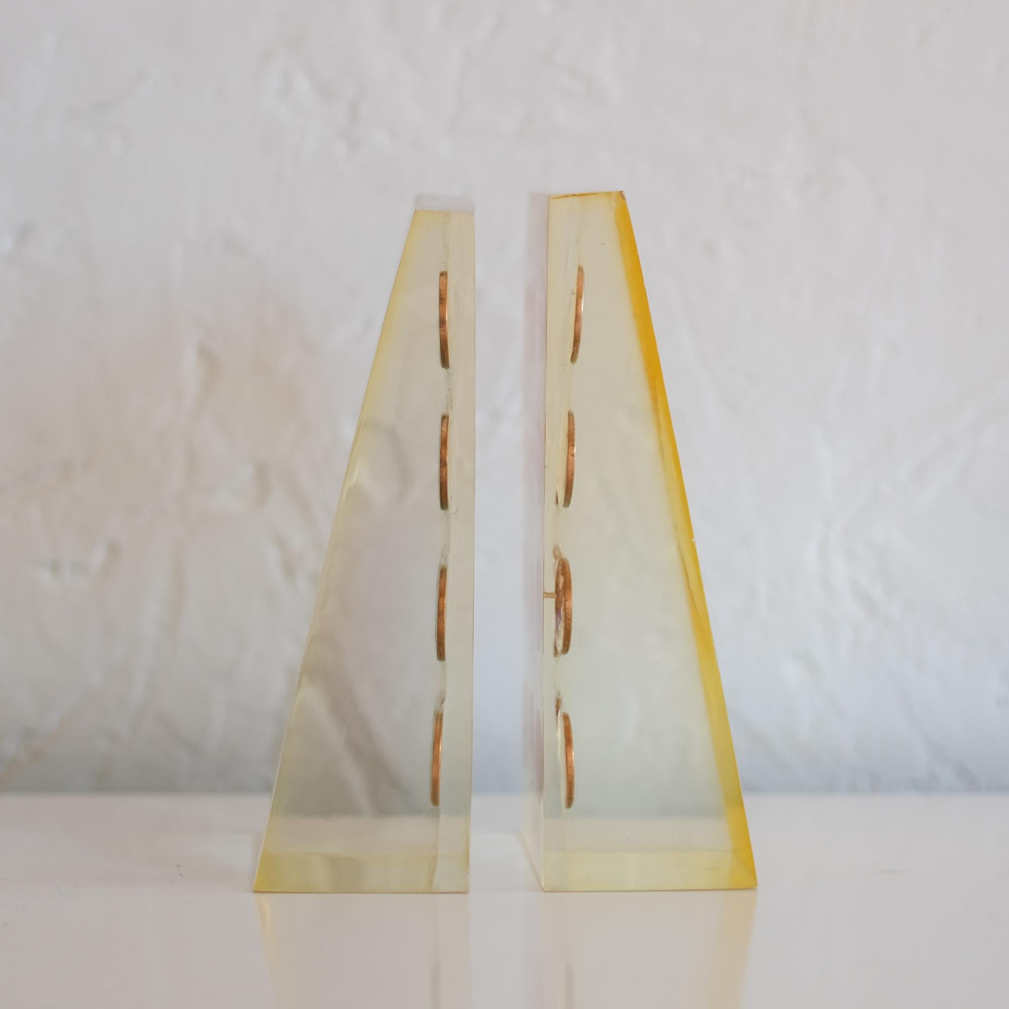 Lucite Penny Bookends, 1970s 1