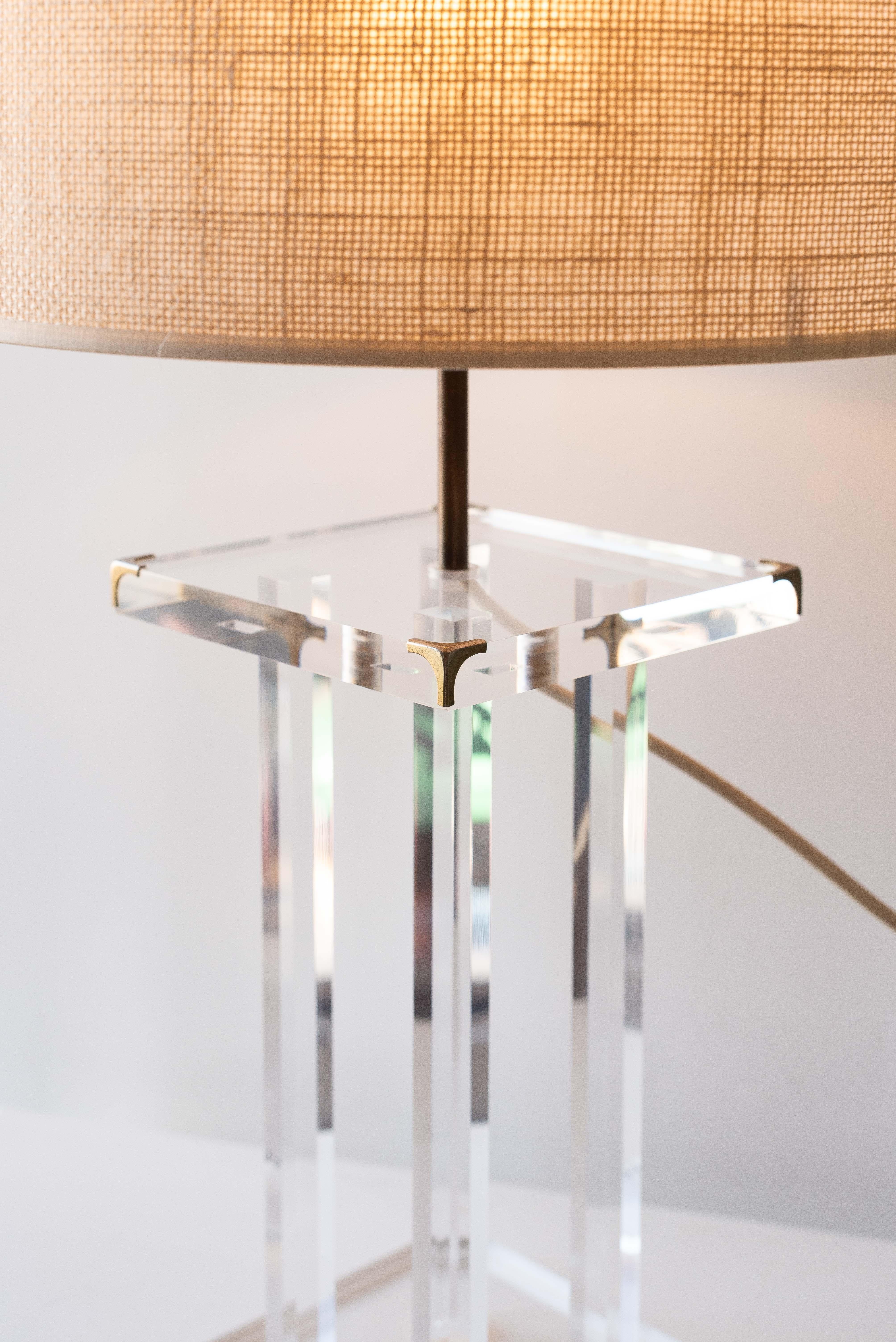 Mid-Century Modern Plexiglass Table Lamp by David Lange for Roche Bobois 1970s