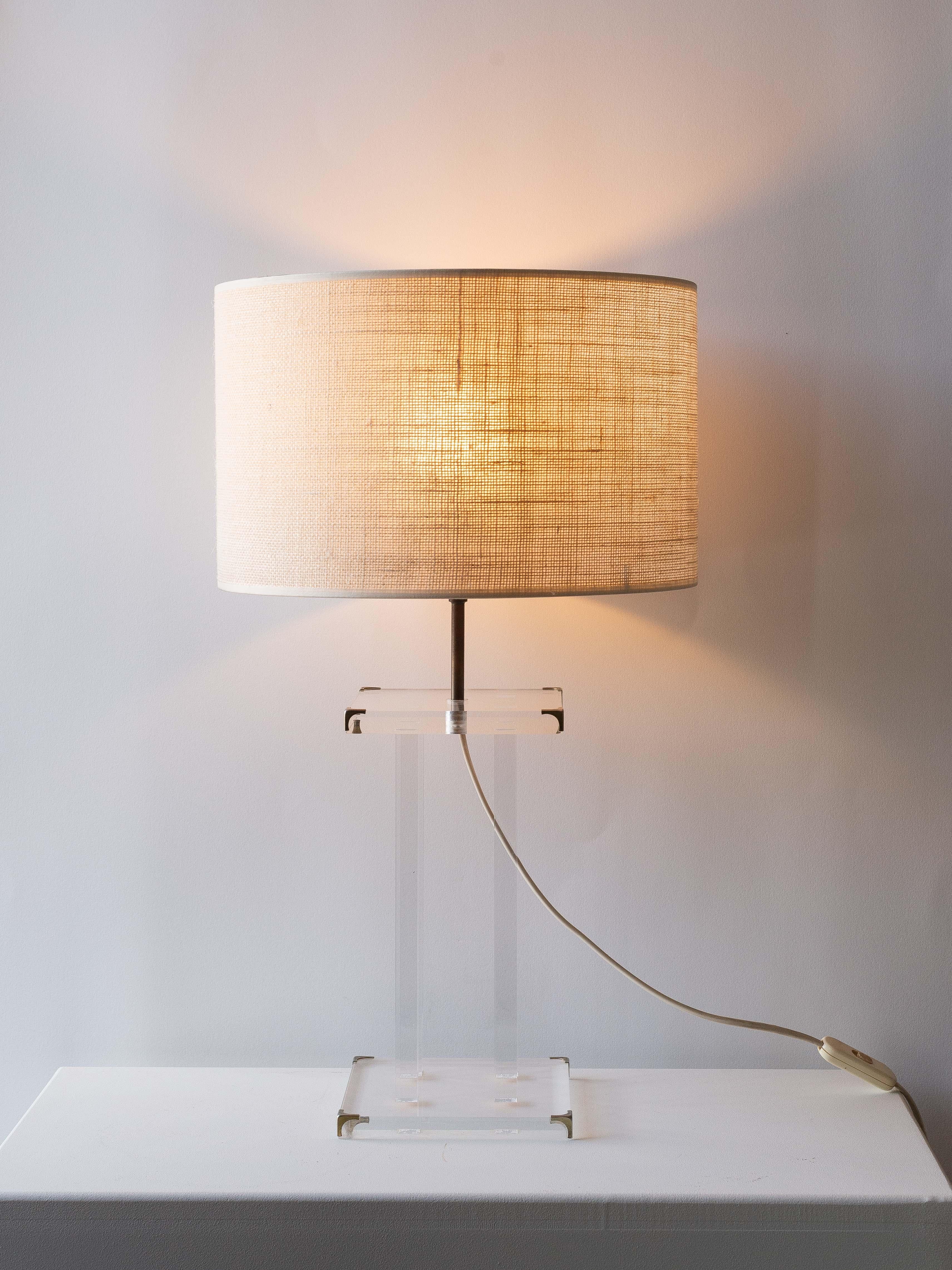 French Plexiglass Table Lamp by David Lange for Roche Bobois 1970s