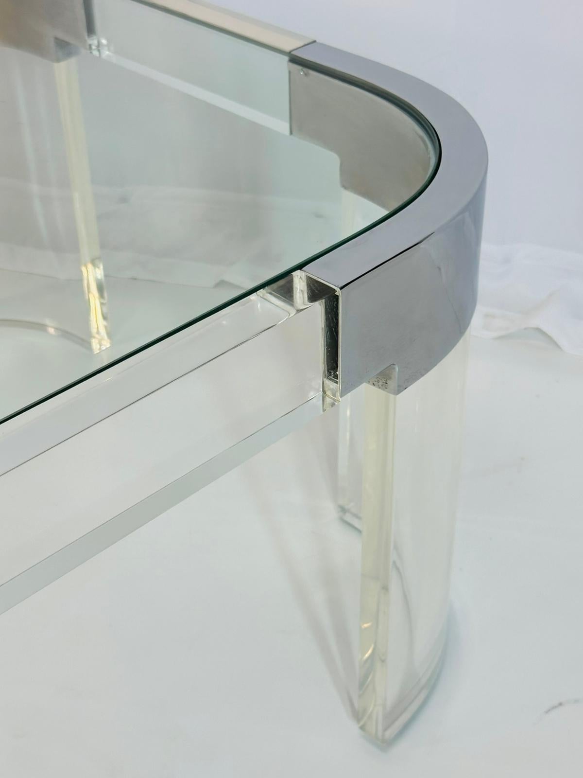 Table basse en Lucite et nickel poli par Charles Hollis Jones en vente 8