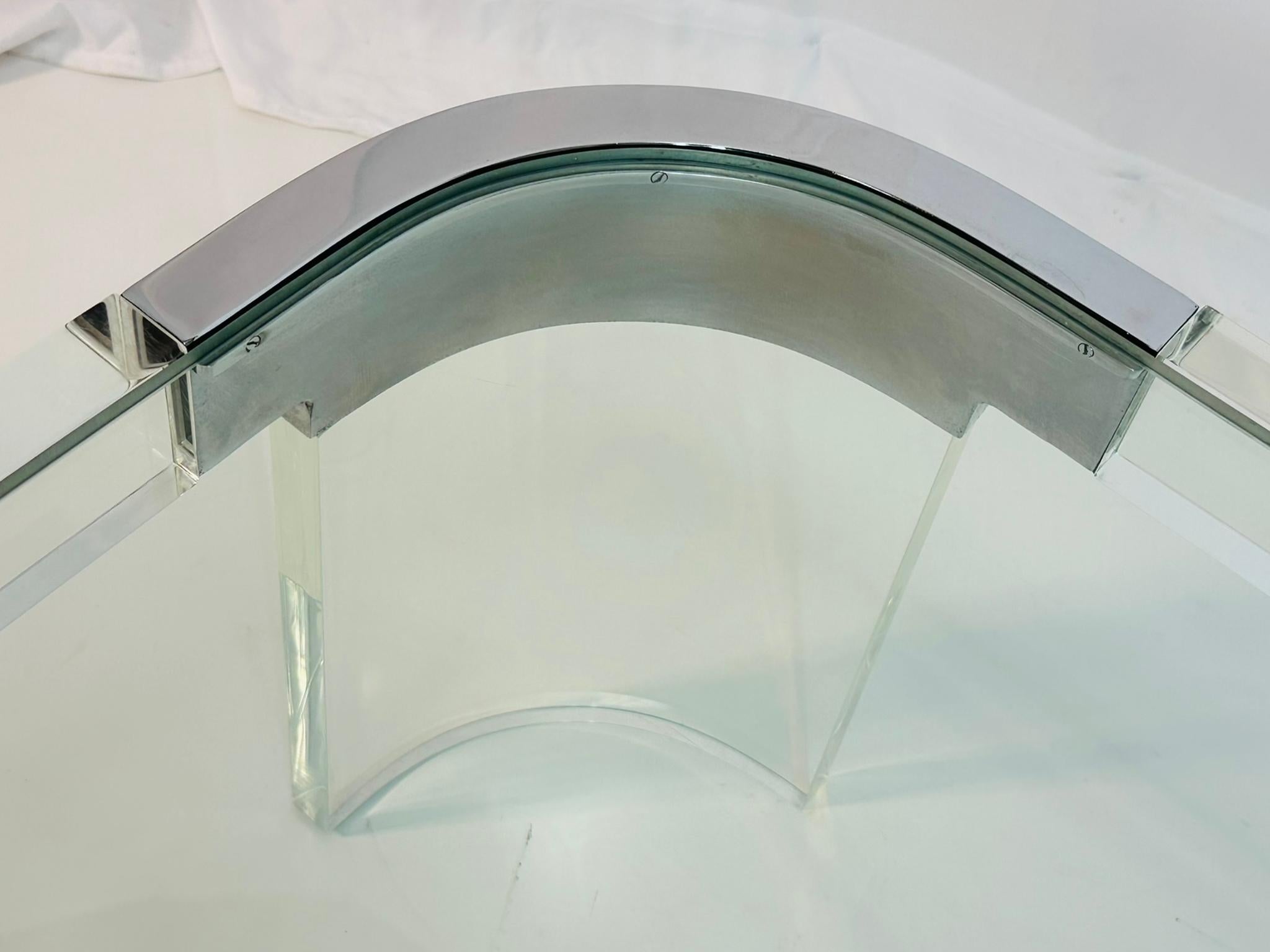 Table basse en Lucite et nickel poli par Charles Hollis Jones en vente 11