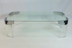 Lucite & Polished Nickel Coffee Table by Charles Hollis Jones