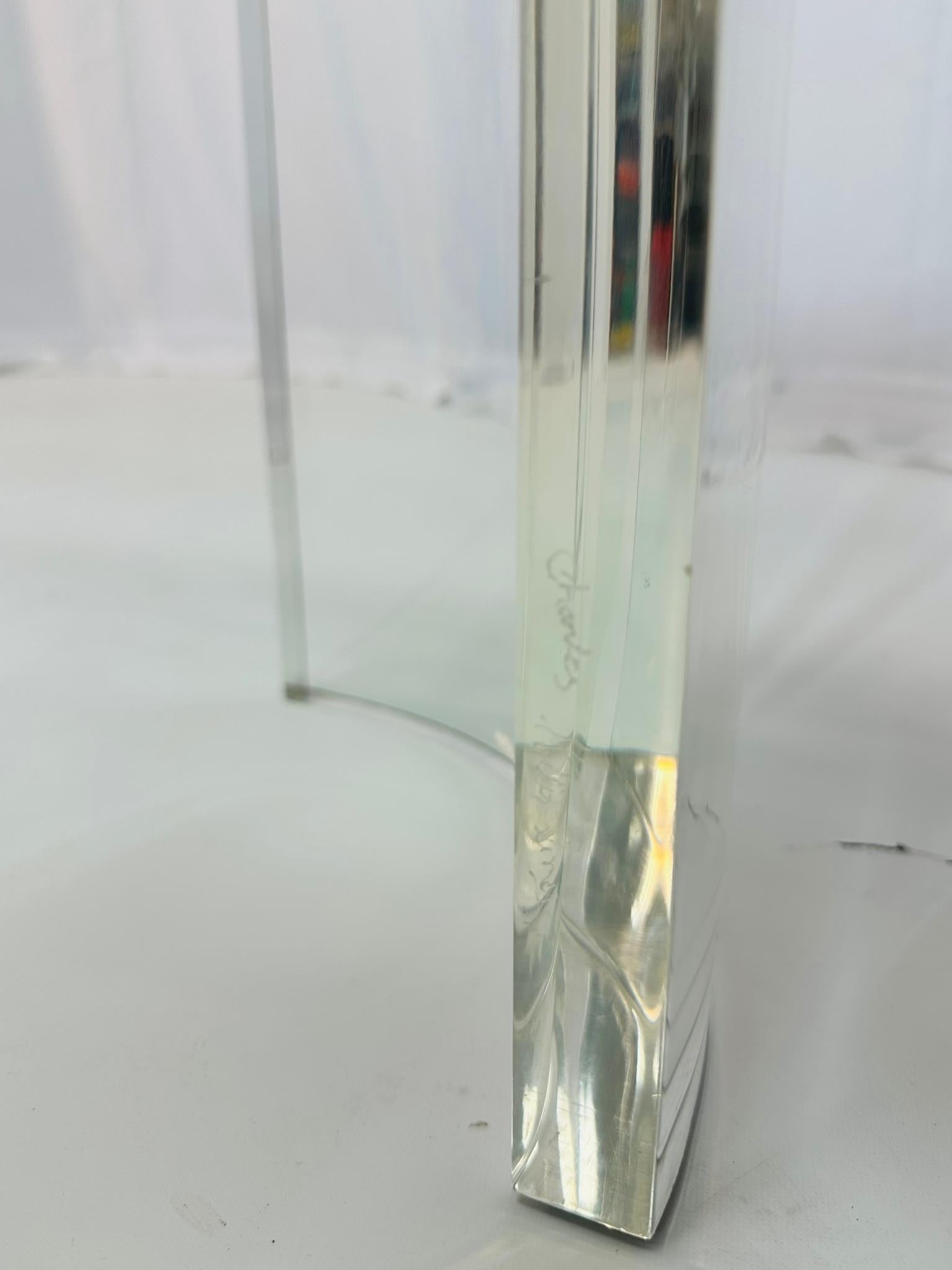 Table basse en Lucite et nickel poli par Charles Hollis Jones en vente 12