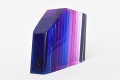Lucite Purple, Blue, Pink, Angled Signed Lucite Sculpture Vintage Desk Accessory