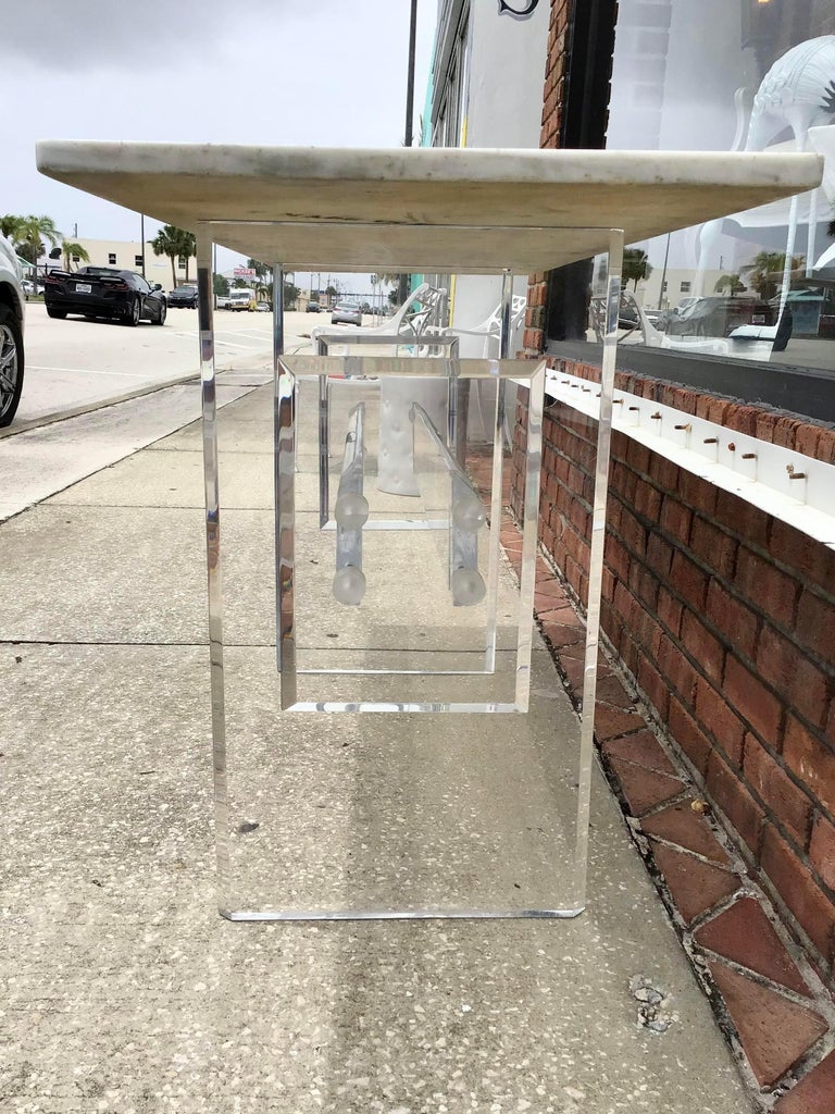 Marble Radiator Table Lucite Radiator Console with Marble Top For Sale at 1stDibs