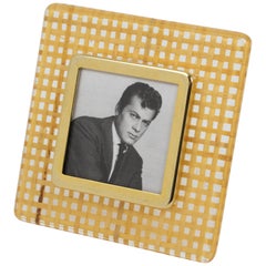 Lucite, Rattan and Aluminum Picture Frame, Italy 1970s