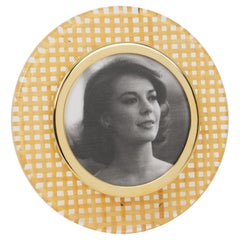 Lucite, Rattan and Aluminum Picture Frame, Italy 1970s