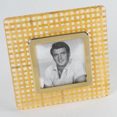 Bilderrahmen aus Lucit, Rattan und vergoldetem Aluminium, Italien um 1970