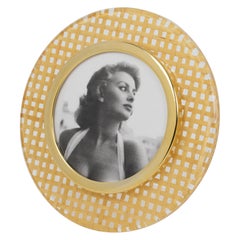 Bilderrahmen aus Lucit, Rattan und vergoldetem Metall, Italien 1970er