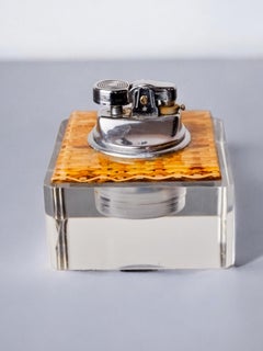 Lucite & Rattan Ligther, Christian Dior Style, 1970's