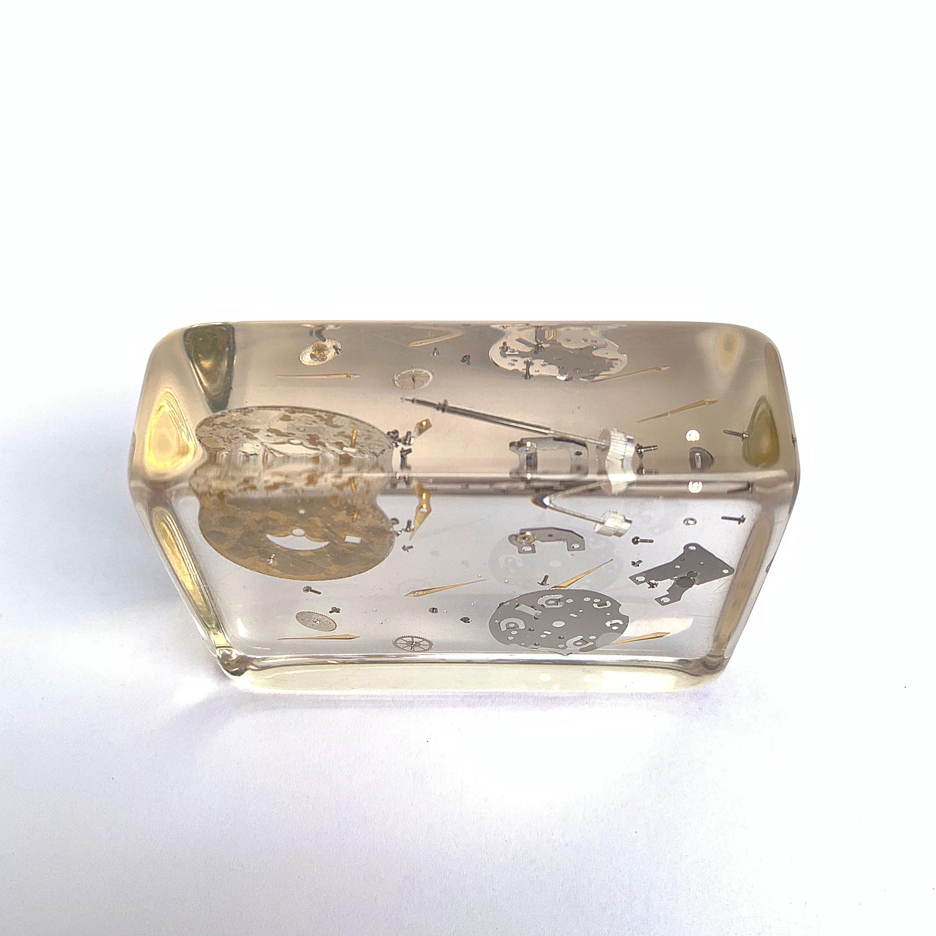 Lucite Resin Sculpture with Exploded Watch of Pierre Giraudon France, 1970s In Excellent Condition In Roma, IT