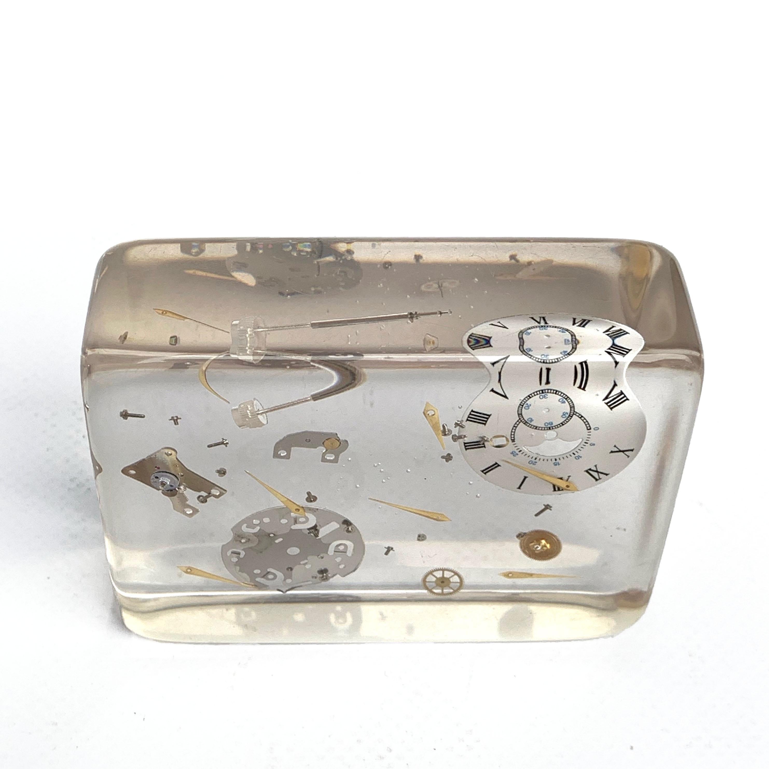 Lucite Resin Sculpture with Exploded Watch of Pierre Giraudon France, 1970s 1