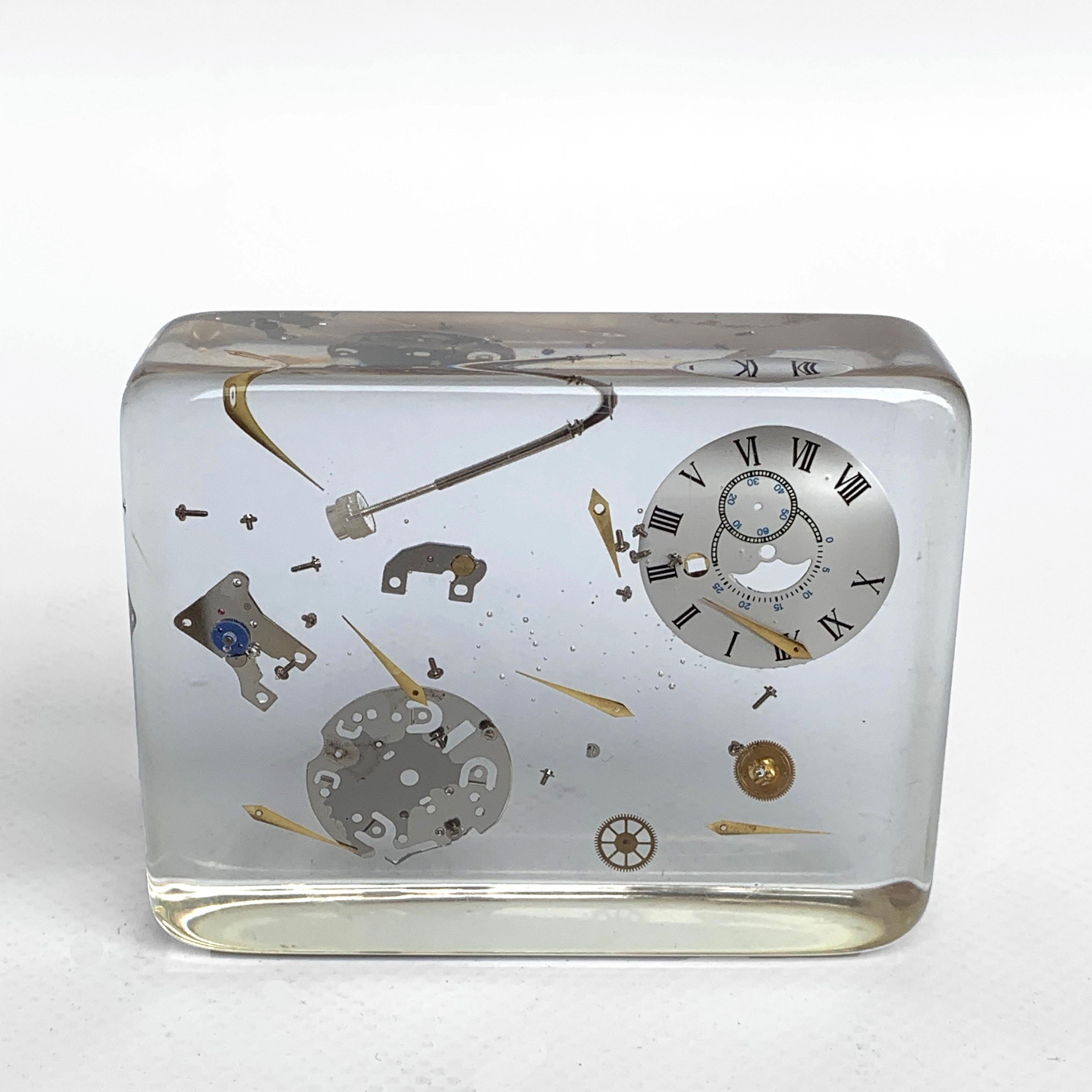 Lucite Resin Sculpture with Exploded Watch of Pierre Giraudon France, 1970s 2
