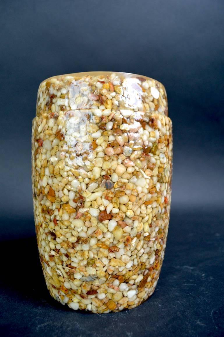 20th Century Lucite Resin with Stone Inclusion Covered Jar For Sale