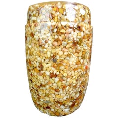 Vaso rivestito in resina lucida con inclusione di pietra