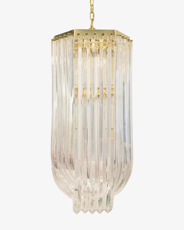Lucite Ribbon Chandelier In Good Condition In Chicago, IL