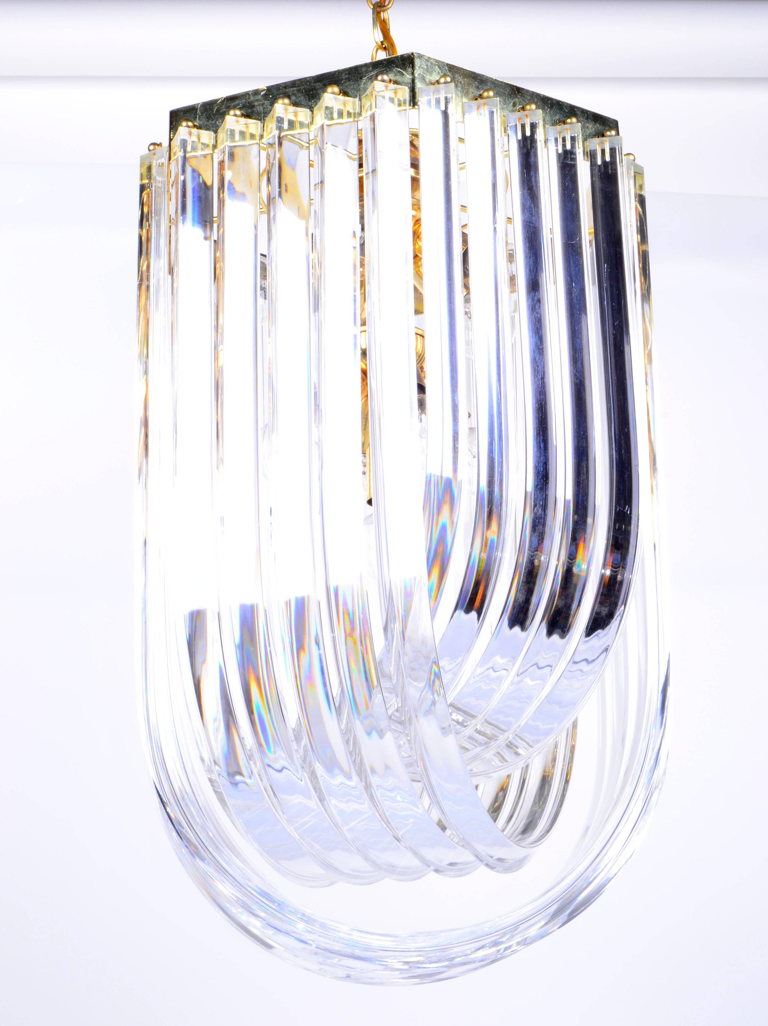 Lucite Ribbon Chandelier with Canopy 3
