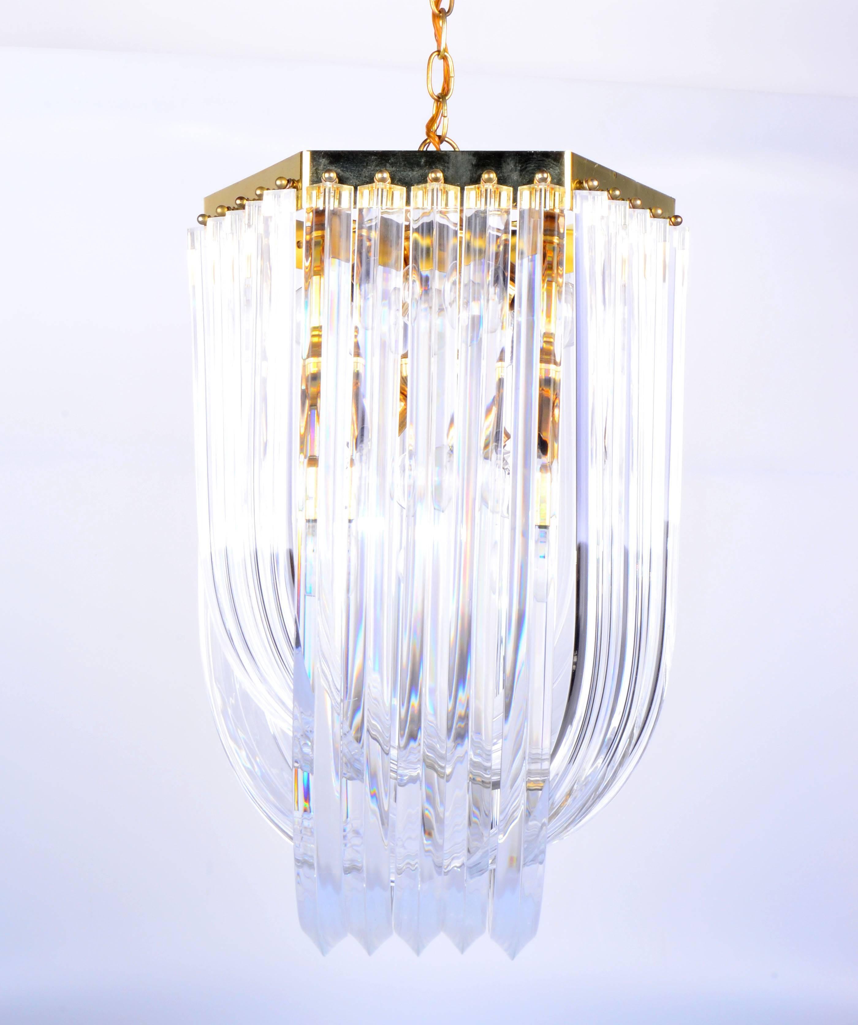Lucite Ribbon Chandelier with Canopy 4
