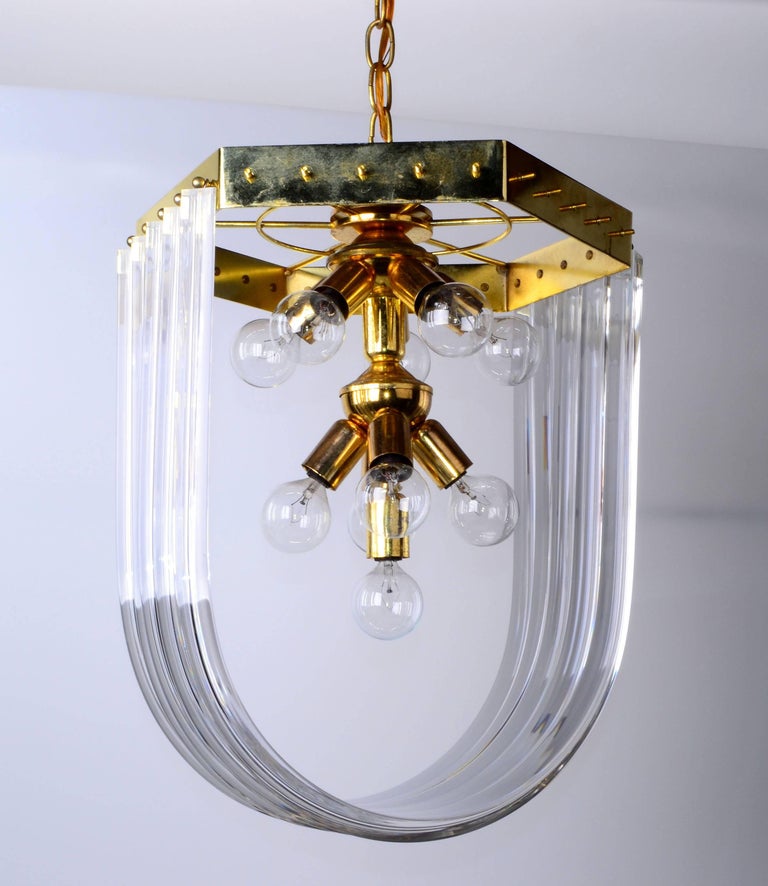 Lucite Ribbon Chandelier with Canopy For Sale at 1stDibs
